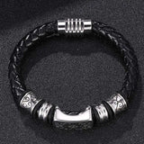 Vintage Men Leather Bracelet Stainless Steel Magnetic Clasp Gift