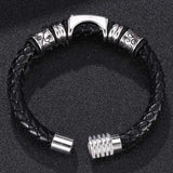 Vintage Men Leather Bracelet Stainless Steel Magnetic Clasp Gift