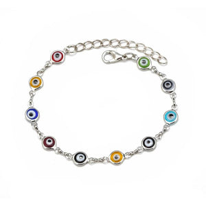 Eye Charm Bracelet Silver Chain Adjustable for Women Girls EY476