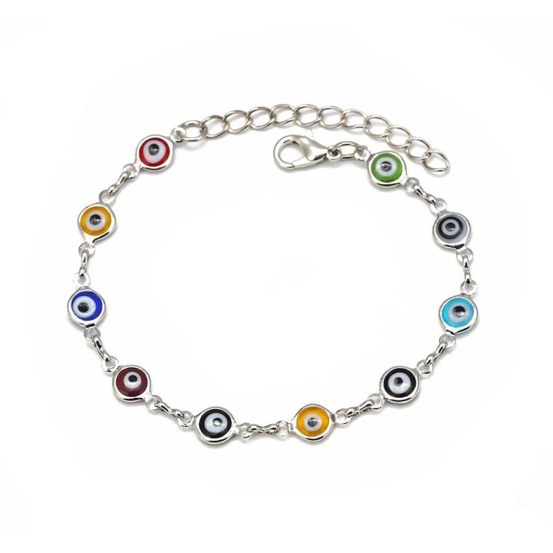 Eye Charm Bracelet Silver Chain Adjustable for Women Girls EY476