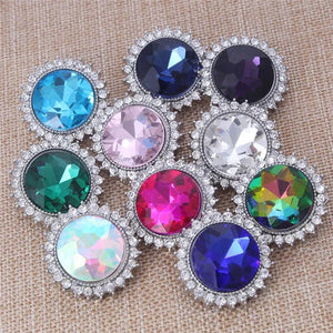 6pcs Snap Jewelry 18MM Rhinestone Flower Button Fit Snap Bracelets ZA1216