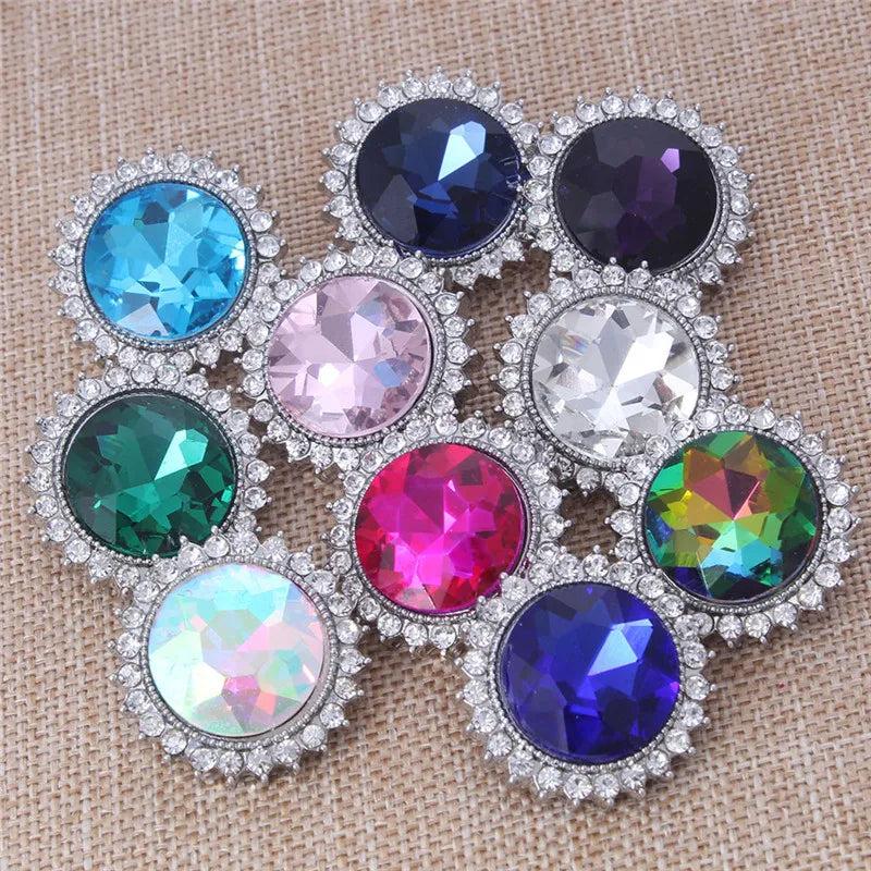 6pcs Snap Jewelry 18MM Rhinestone Flower Button Fit Snap Bracelets ZA1216