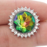6pcs Snap Jewelry 18MM Rhinestone Flower Button Fit Snap Bracelets ZA1216
