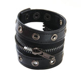 Zipper Rivet Leather Wrist Friendship Bracelet Buckle Vintage Punk Jewelry