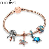 Vintage Silver Charm Bracelets For Women DIY Crystal Beads Bracelets
