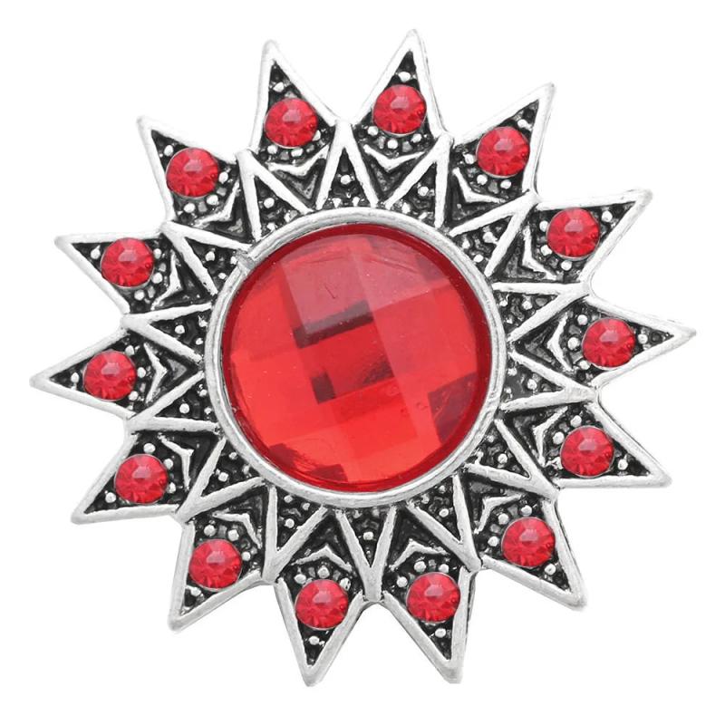 6pcs DIY Crystal Red Snap Buttons Jewelry Fit 18mm Metal Snap Button Bracelet