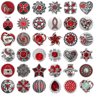 6pcs DIY Crystal Red Snap Buttons Jewelry Fit 18mm Metal Snap Button Bracelet