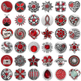 6pcs DIY Crystal Red Snap Buttons Jewelry Fit 18mm Metal Snap Button Bracelet