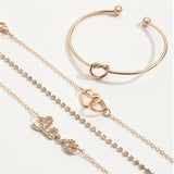 Sindlan 4Pcs Heart Crystal Chains Bracelets for Women Boho Jewelry Set