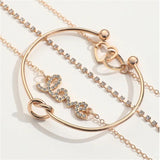 Sindlan 4Pcs Heart Crystal Chains Bracelets for Women Boho Jewelry Set