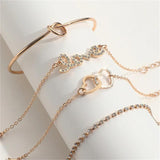 Sindlan 4Pcs Heart Crystal Chains Bracelets for Women Boho Jewelry Set