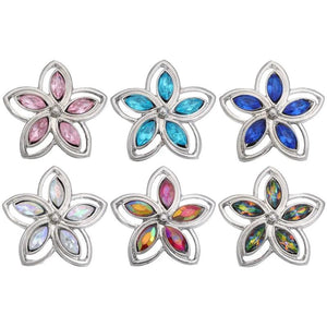 6pcs DIY Crystal Flower Snap Buttons Fit 18mm Snap Bracelets Women Jewelry