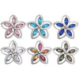 6pcs DIY Crystal Flower Snap Buttons Fit 18mm Snap Bracelets Women Jewelry