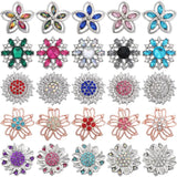 6pcs DIY Crystal Flower Snap Buttons Fit 18mm Snap Bracelets Women Jewelry