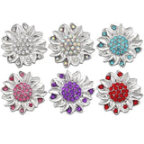 6pcs DIY Crystal Flower Snap Buttons Fit 18mm Snap Bracelets Women Jewelry