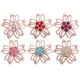 6pcs DIY Crystal Flower Snap Buttons Fit 18mm Snap Bracelets Women Jewelry