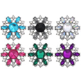 6pcs DIY Crystal Flower Snap Buttons Fit 18mm Snap Bracelets Women Jewelry