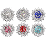 6pcs DIY Crystal Flower Snap Buttons Fit 18mm Snap Bracelets Women Jewelry