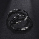 Men's Bracelet Vintage Stainless Steel Leather Anchor Bangle