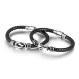 Men's Bracelet Vintage Stainless Steel Leather Anchor Bangle