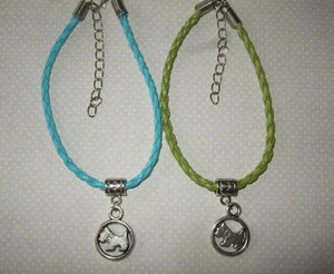 Vintage Hound Dog Charms Cuff Bracelet Leather Anklets