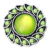 6pcs Green Rhinestone Crystal Flower 18mm Snap Button for Snap Bracelet