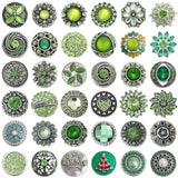 6pcs Green Rhinestone Crystal Flower 18mm Snap Button for Snap Bracelet