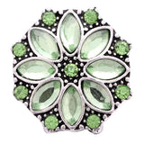 6pcs Green Rhinestone Crystal Flower 18mm Snap Button for Snap Bracelet