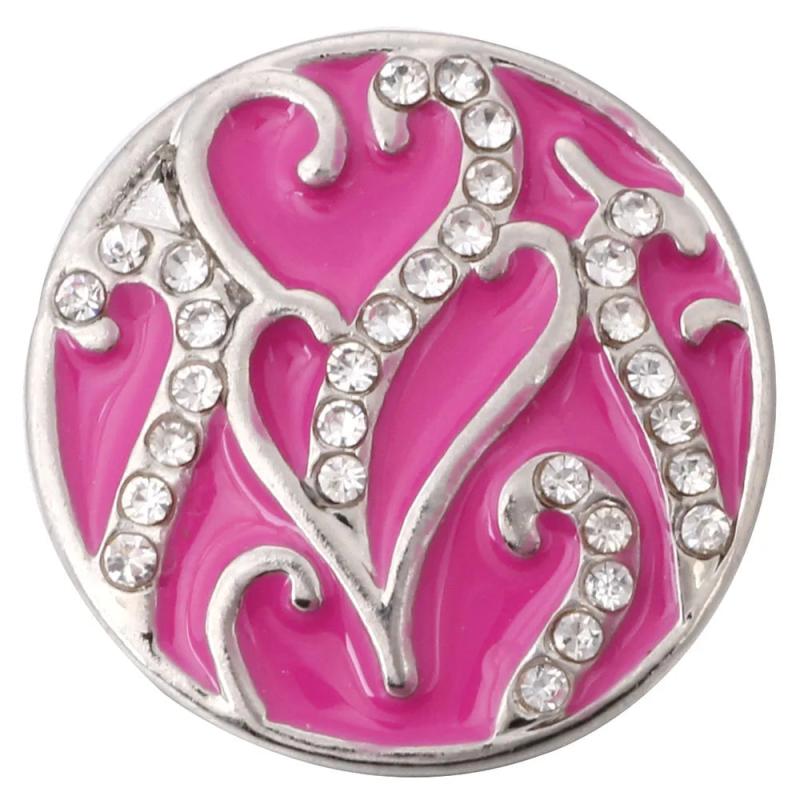 6pcs Pink Rhinestone Snap Buttons for Snap Bracelet Bangle 18mm