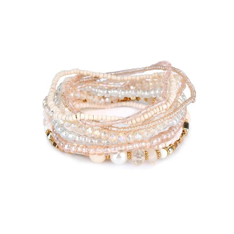 Crystal Elastic Beads Bracelet Set for Women Bohemian Jewelry