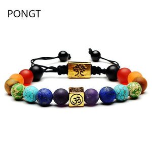 Colorful Life Tree Stone Bracelet 7 Chakra Healing Crystal Yoga Bead Balancing