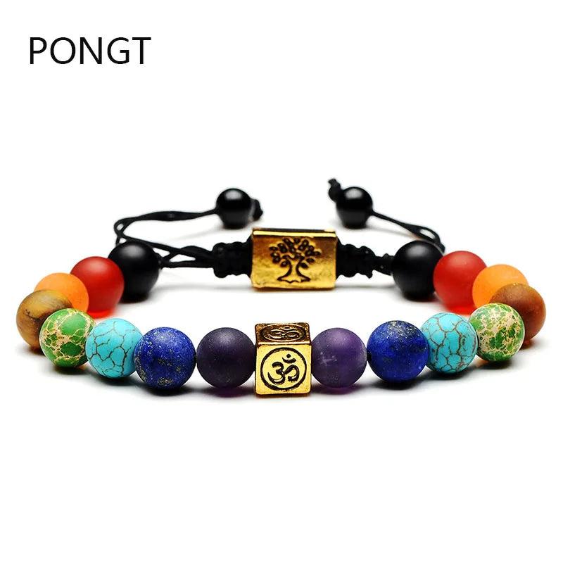 Colorful Life Tree Stone Bracelet 7 Chakra Healing Crystal Yoga Bead Balancing