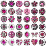 6pcs Red Rhinestone Snaps DIY Jewelry 20mm Metal Snap Button for Bracelet