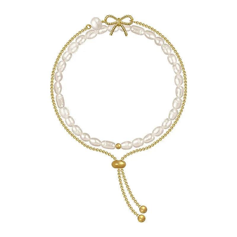Freshwater Pearl Two Piece Chain Bracelet for Women