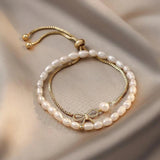 Freshwater Pearl Two Piece Chain Bracelet for Women