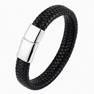 Braided Leather Bracelets Stainless Steel Magnetic Clasp Bangles