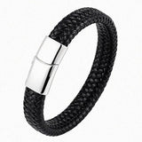 Braided Leather Bracelets Stainless Steel Magnetic Clasp Bangles
