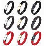 Braided Leather Bracelets Stainless Steel Magnetic Clasp Bangles