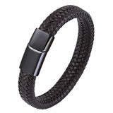 Braided Leather Bracelets Stainless Steel Magnetic Clasp Bangles