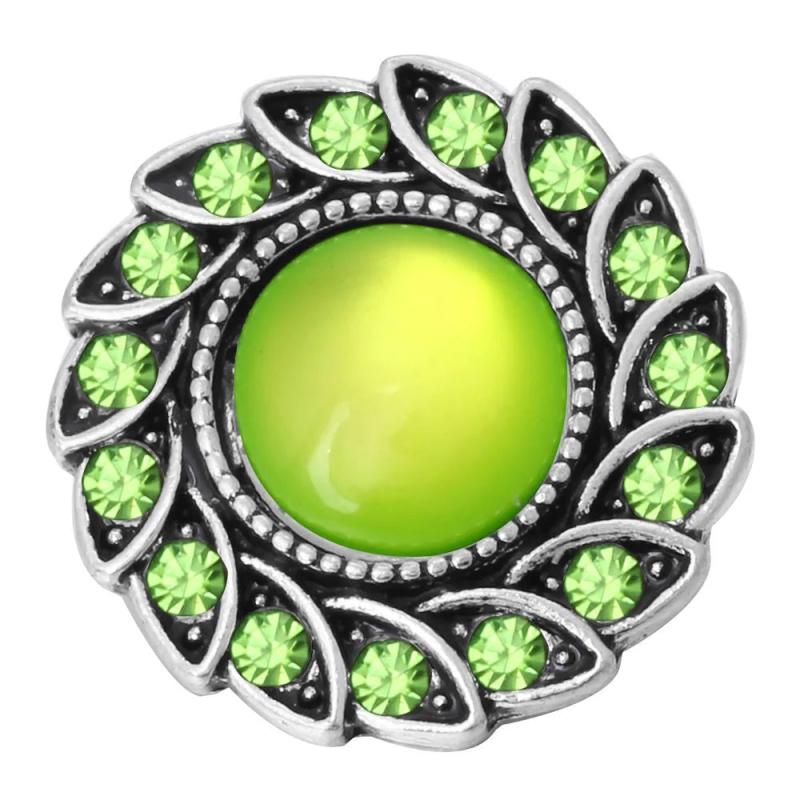 6pcs/lot Green Flower Metal Snap Buttons for Snap Button Bracelet