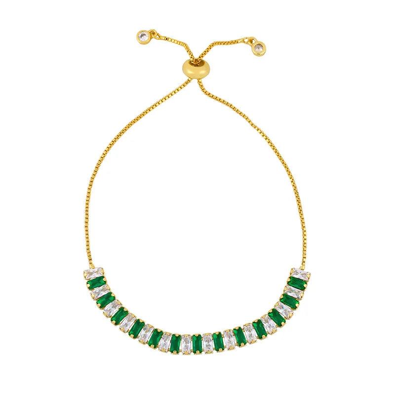 Rainbow CZ Square Tennis Chain Bracelet