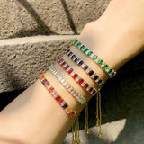 Rainbow CZ Square Tennis Chain Bracelet