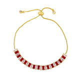 Rainbow CZ Square Tennis Chain Bracelet