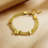 LAMENGLY Butterfly Charm Bracelet 316L Stainless Steel Women Girls
