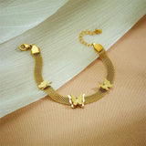 LAMENGLY Butterfly Charm Bracelet 316L Stainless Steel Women Girls