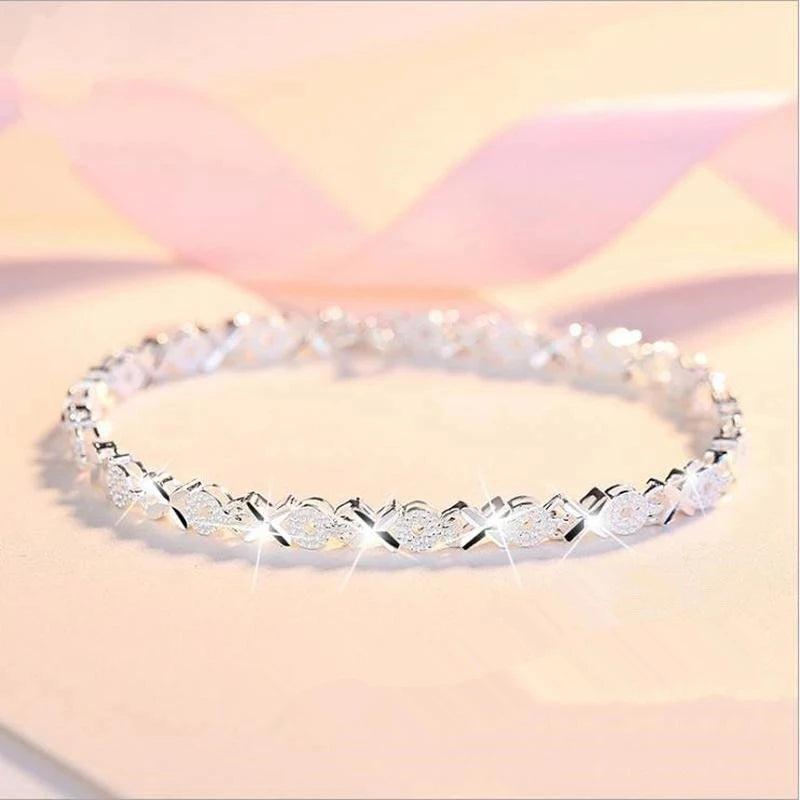 Silver Cross Charm Bracelet for Women Girls Wedding Jewelry