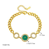 316L Stainless Steel Circle Charm Bracelet Women Thick Chain Bangle