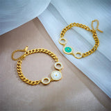 316L Stainless Steel Circle Charm Bracelet Women Thick Chain Bangle
