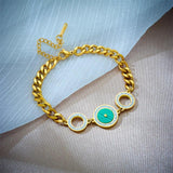 316L Stainless Steel Circle Charm Bracelet Women Thick Chain Bangle
