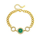 316L Stainless Steel Circle Charm Bracelet Women Thick Chain Bangle